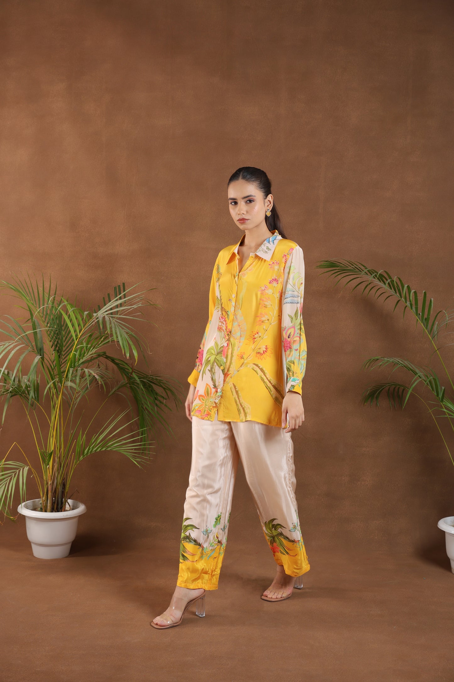 Yellow Tropical Print Co-ord Set