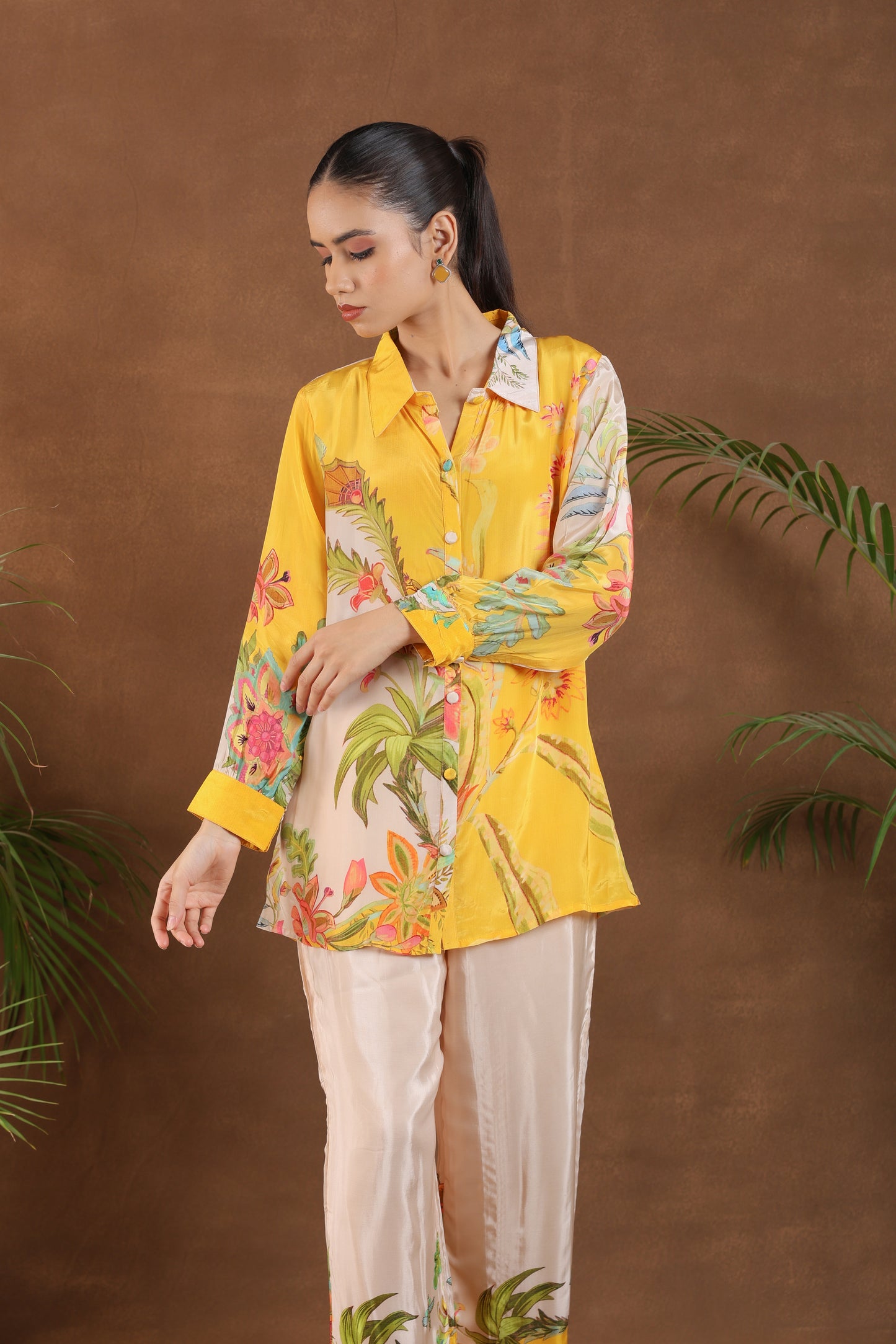 Yellow Tropical Print Co-ord Set