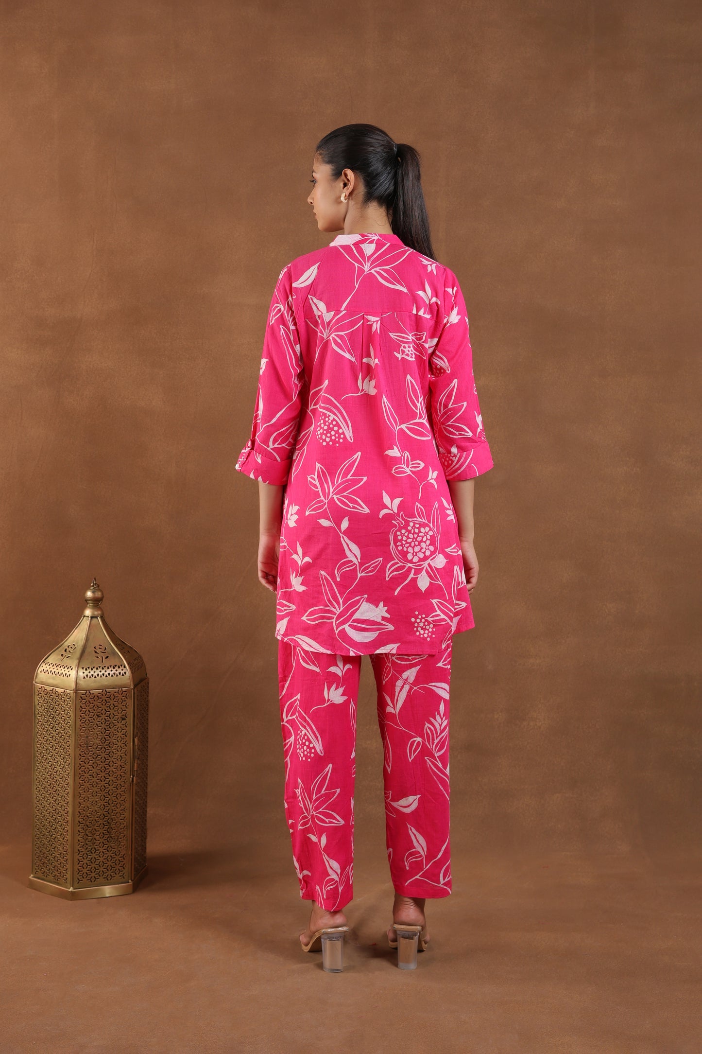 Hot Pink & White Botanical Print Co-ord Set
