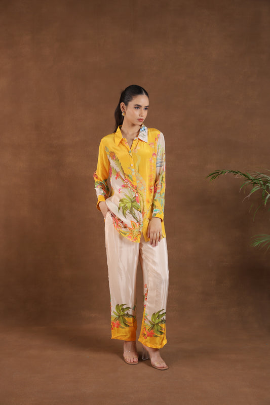 Yellow Tropical Print Co-ord Set