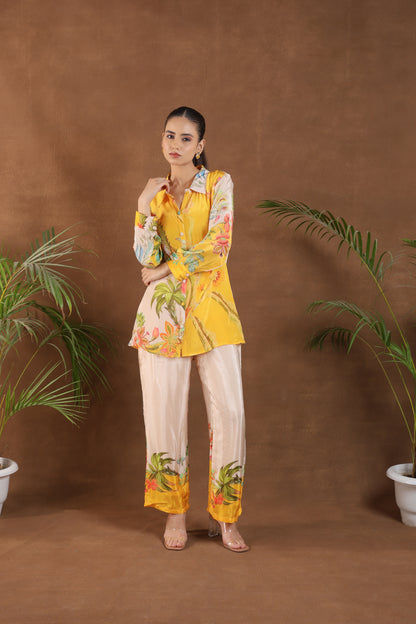 Yellow Tropical Print Co-ord Set