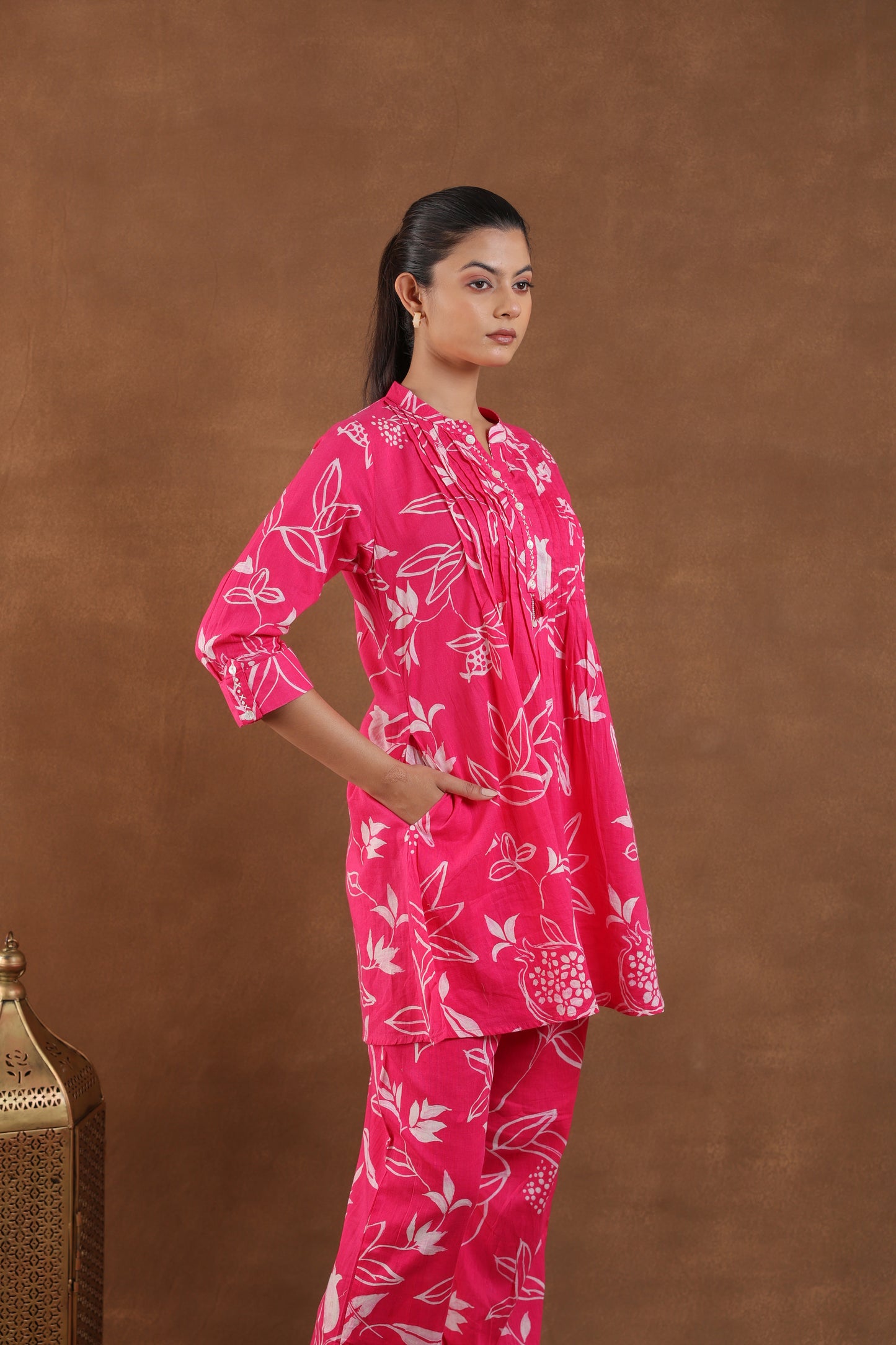 Hot Pink & White Botanical Print Co-ord Set