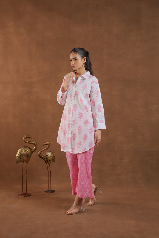 Blush Pink Handblock Printed Cotton Co-ord Set